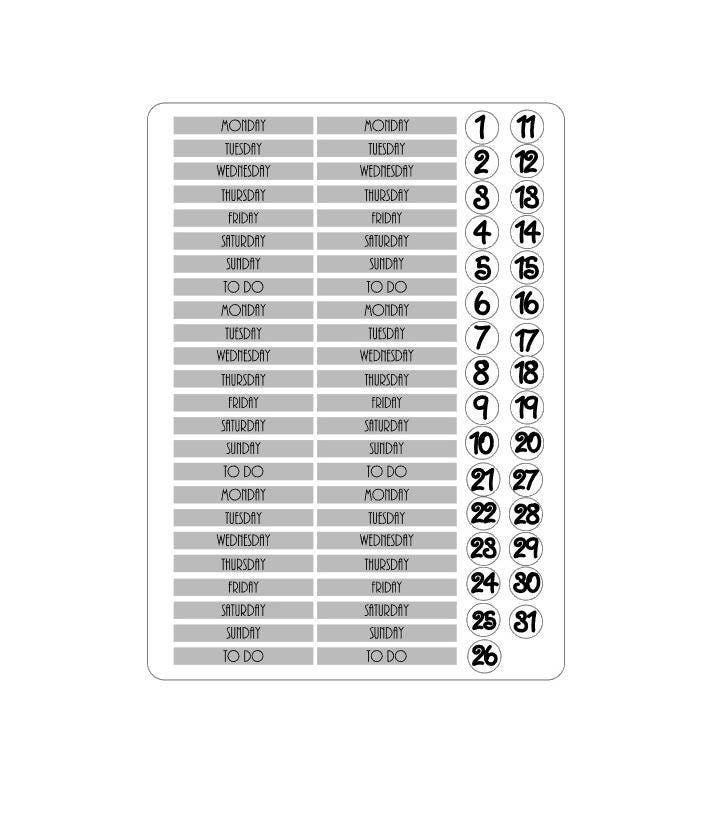 LovedbyGaby stickers for the A6 TN boxes "headers and dates"