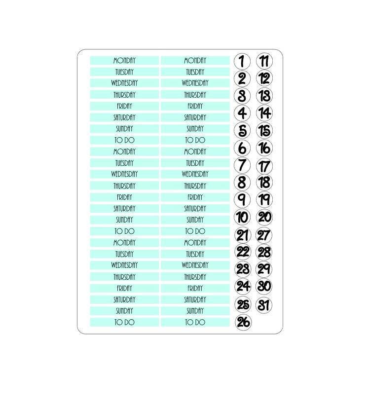LovedbyGaby stickers for the A6 TN boxes "headers and dates"