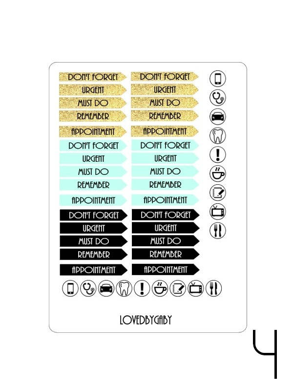 LovedbyGaby mint/gold/black planning stickers