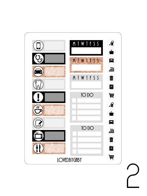 LovedbyGaby grey/rosegold/black planning stickers