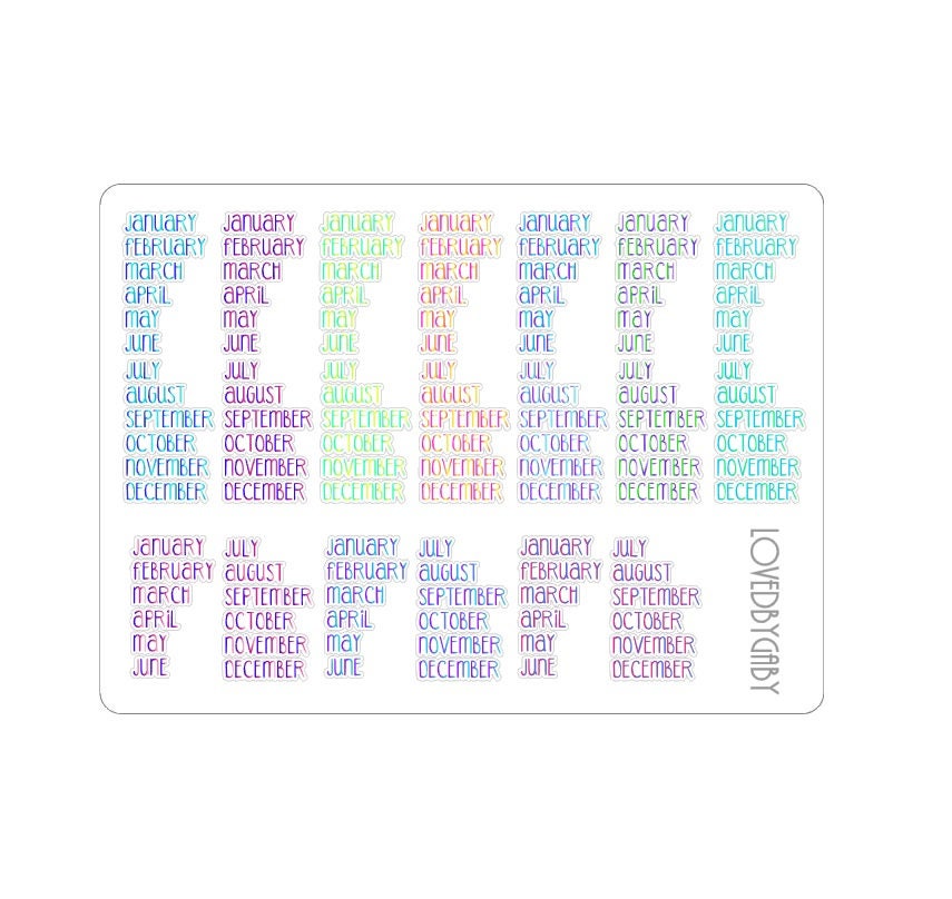 LovedbyGaby rainbow months of days stickers
