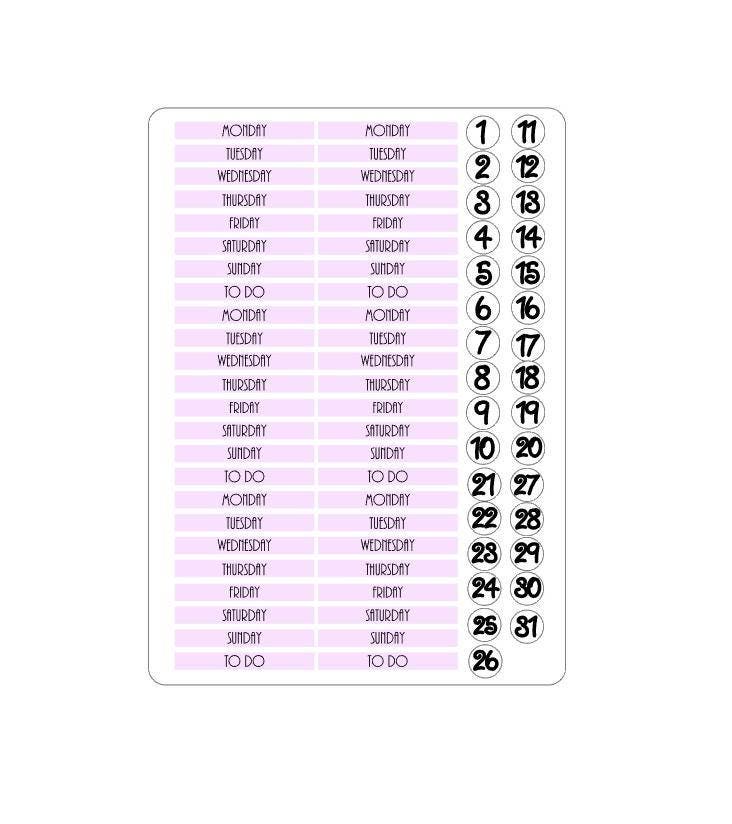 LovedbyGaby stickers for the A6 TN boxes "headers and dates"