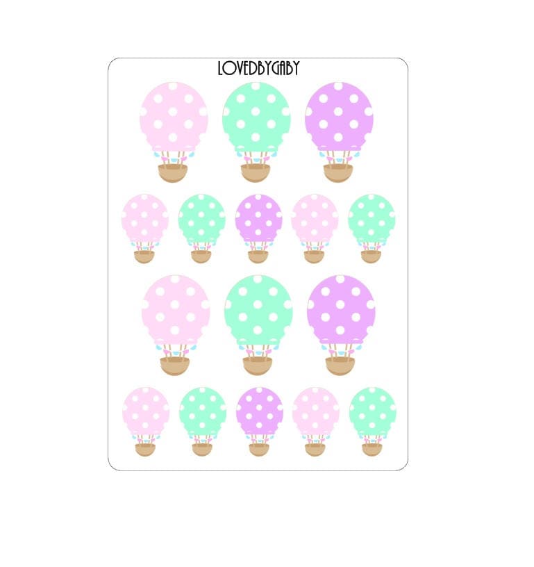 Hotair Balloon stickers pastel