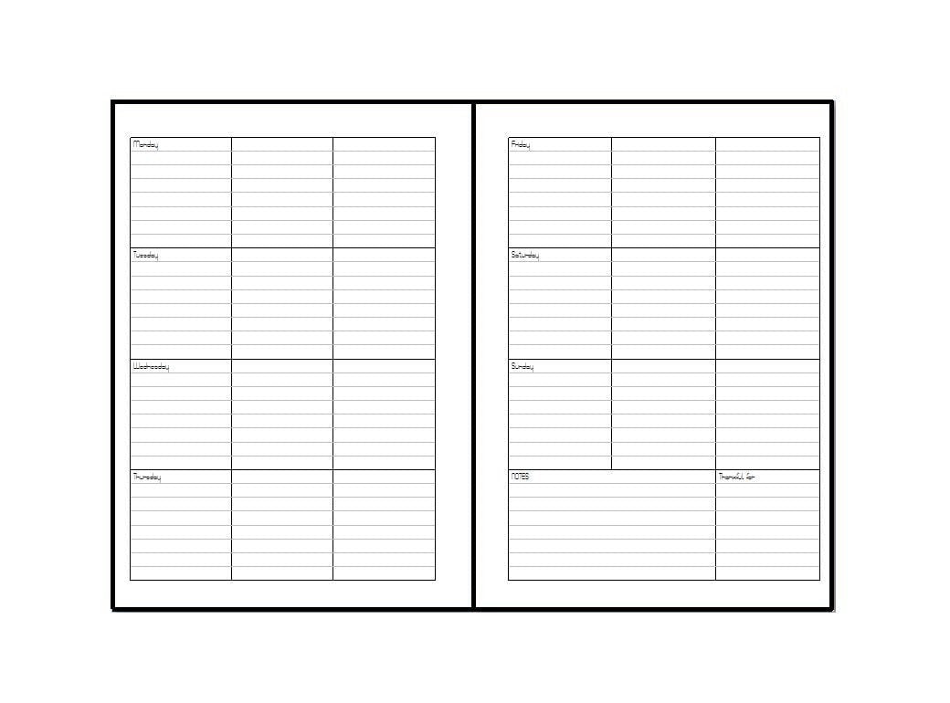 A5 undated inserts horizontal
