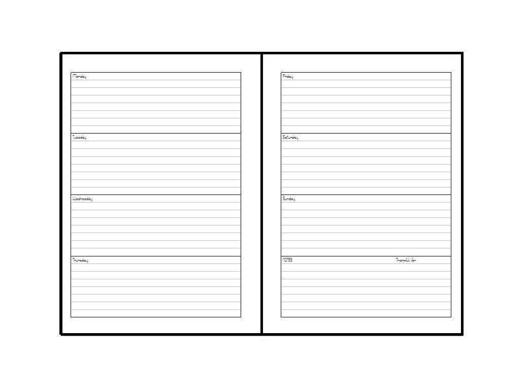 A5 undated inserts horizontal