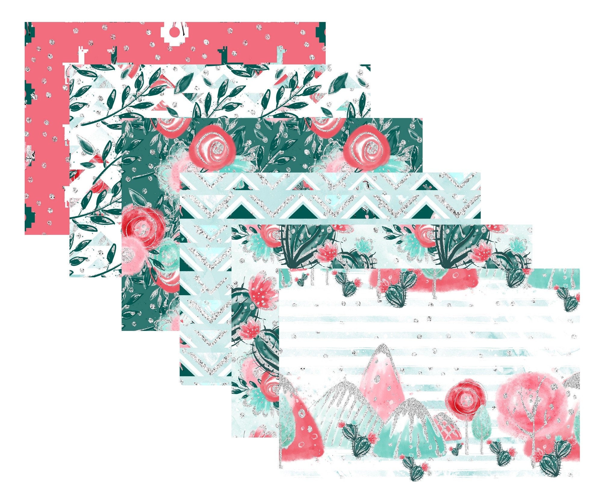 A4 LovedbyGaby scrapbook paperset "Lama and cactus"