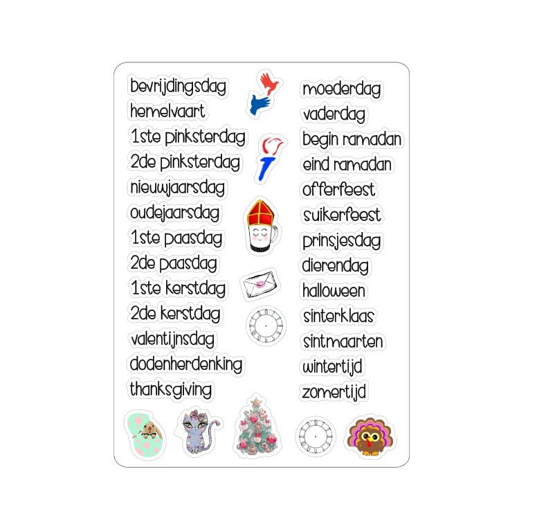 LovedbyGaby stickers "feestdagen en schoolvakanties"