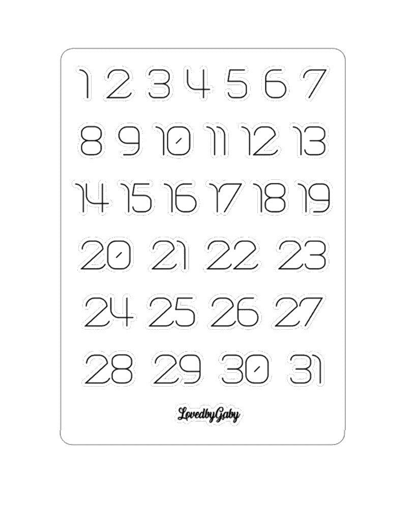 LovedbyGaby stickers bujo nummers, week en maand