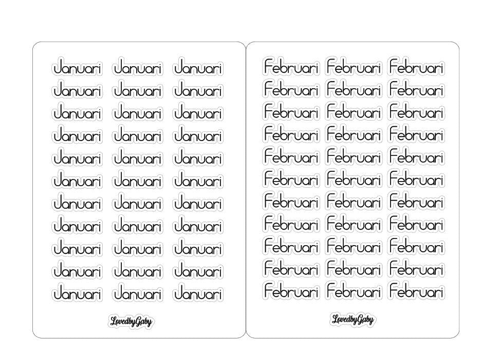 LovedbyGaby stickers bujo "NL maanden en jaar"