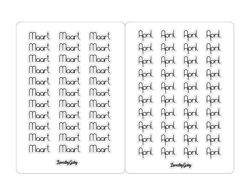 LovedbyGaby stickers bujo "NL maanden en jaar"