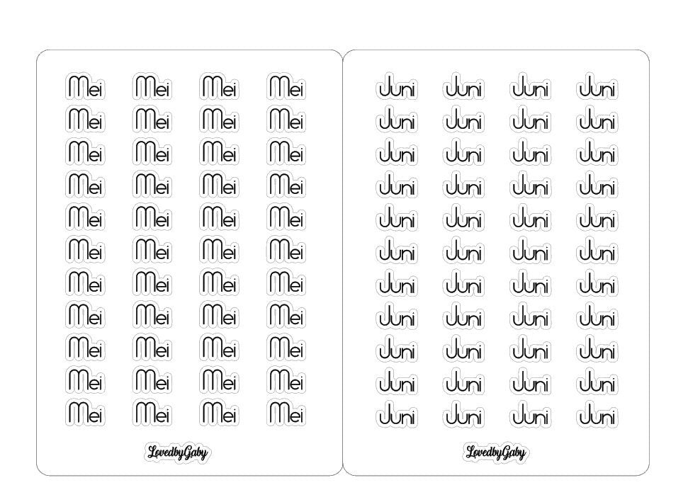LovedbyGaby stickers bujo "NL maanden en jaar"