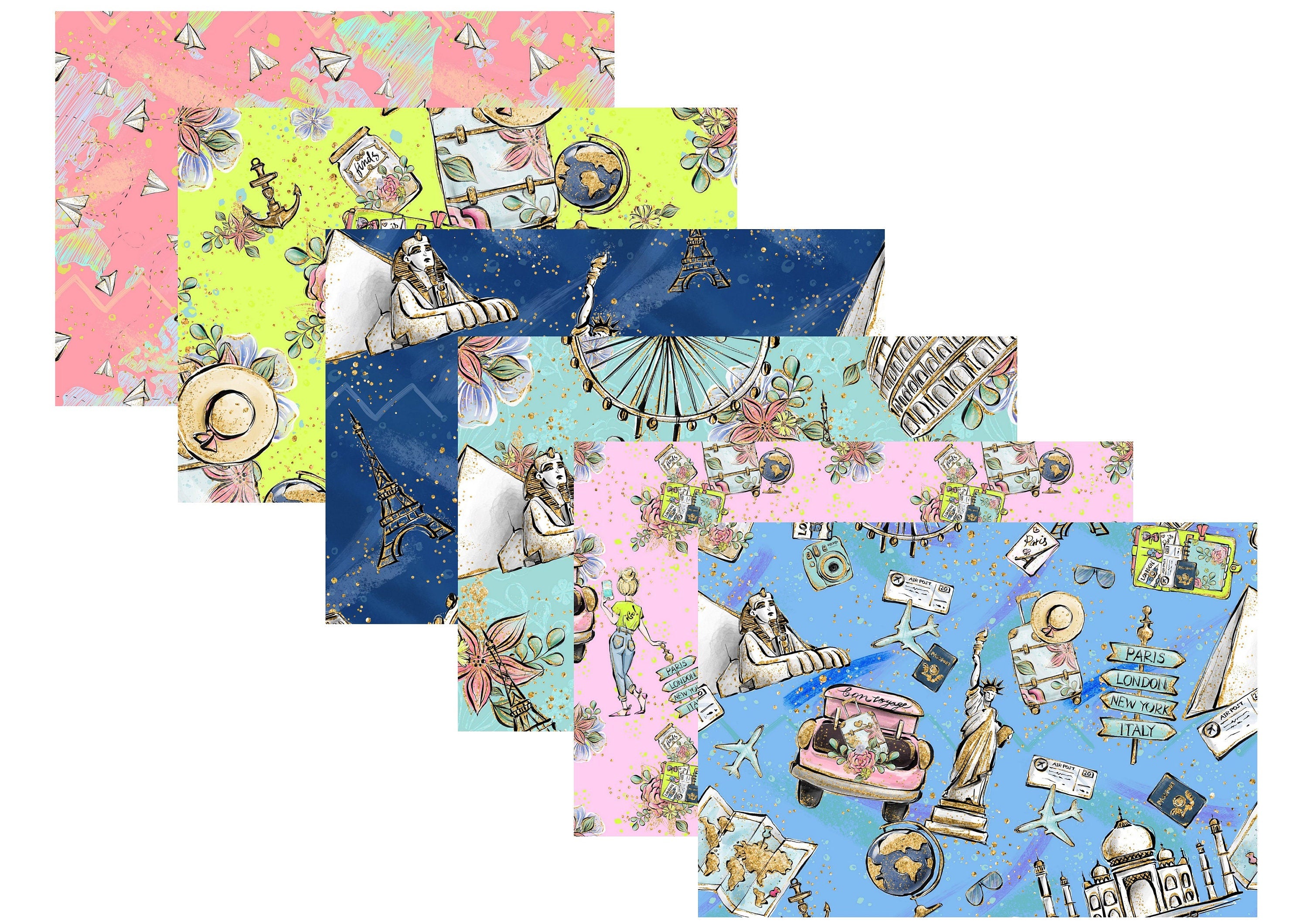 LovedbyGaby A4 scrapbook paperset "Travel"