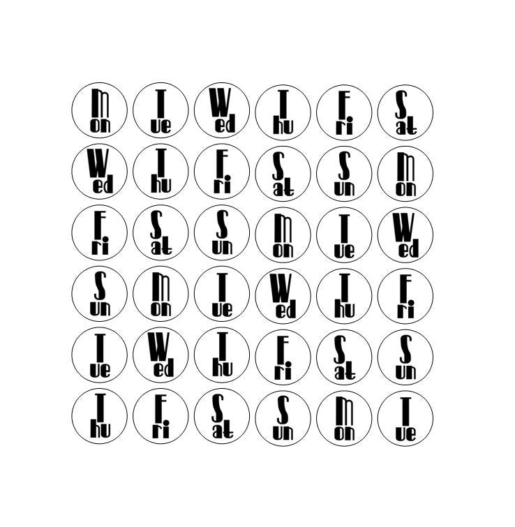 117 stickers dates, days and months