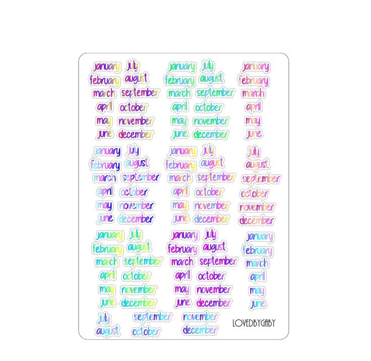 LovedbyGaby rainbow months of days stickers