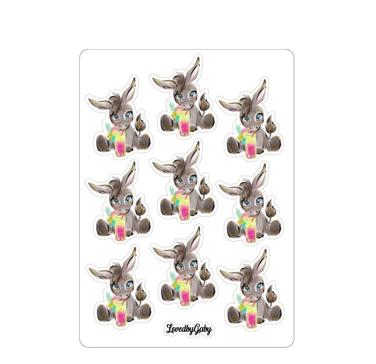 LovedbyGaby stickers Donkey halloween, christmas, sunglass and drink