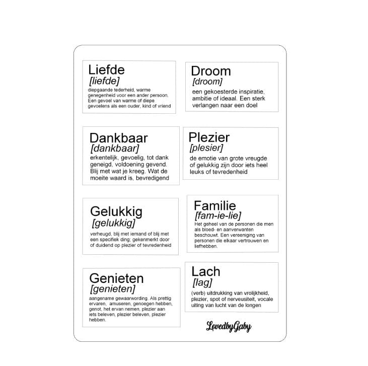 LovedbyGaby stickers dictionary