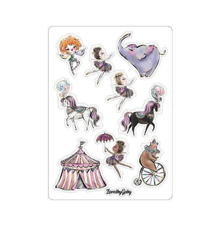 LovedbyGaby stickers Circus & Clowns