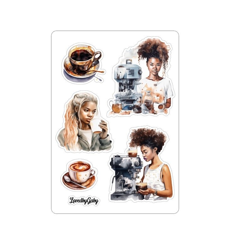 LovedbyGaby stickers coffee watercolor