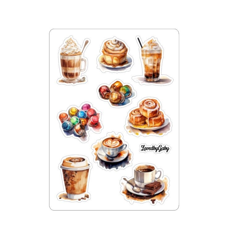 LovedbyGaby stickers coffee watercolor