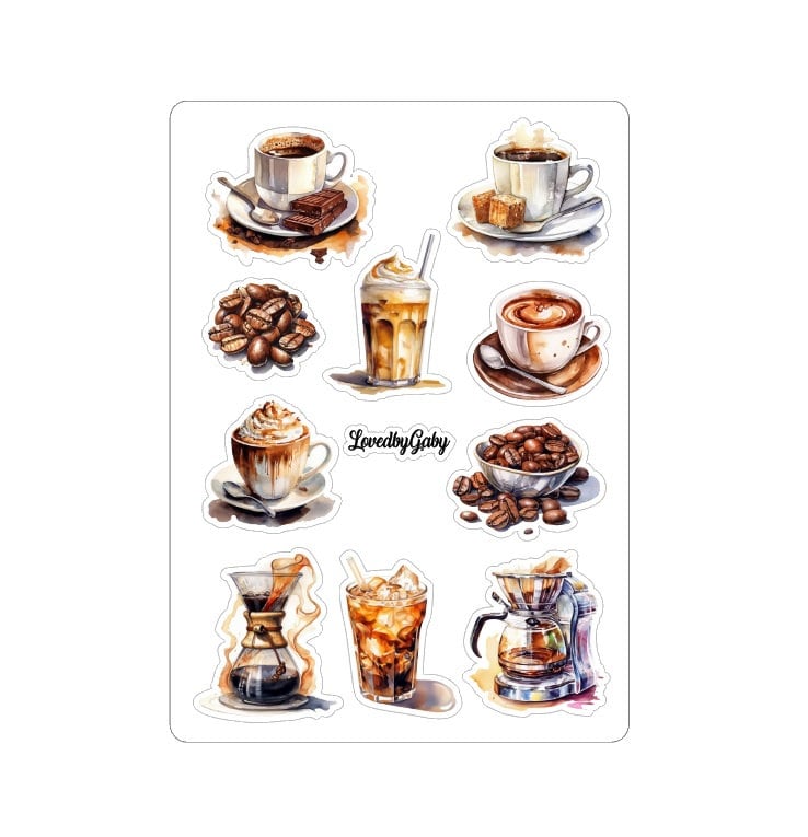 LovedbyGaby stickers coffee watercolor