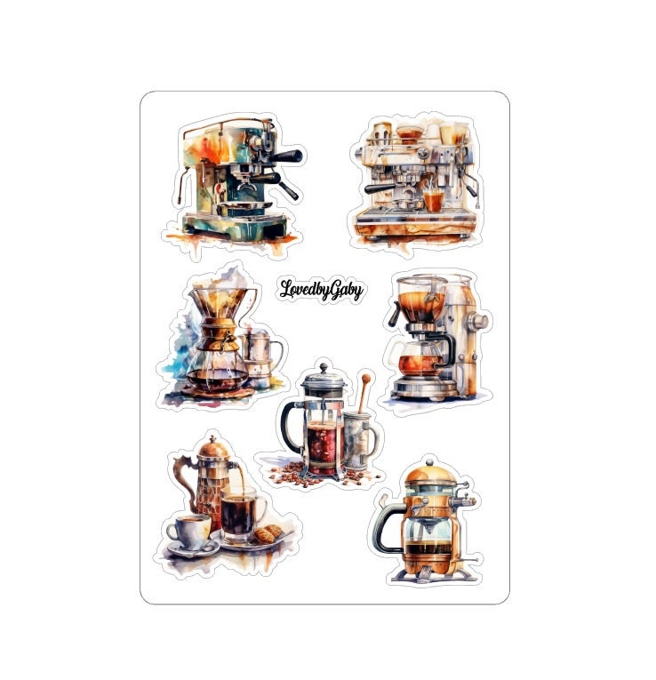 LovedbyGaby stickers coffee watercolor