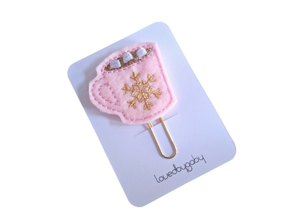 LovedbyGaby paperclips reindeer, hot cocoa and snowman