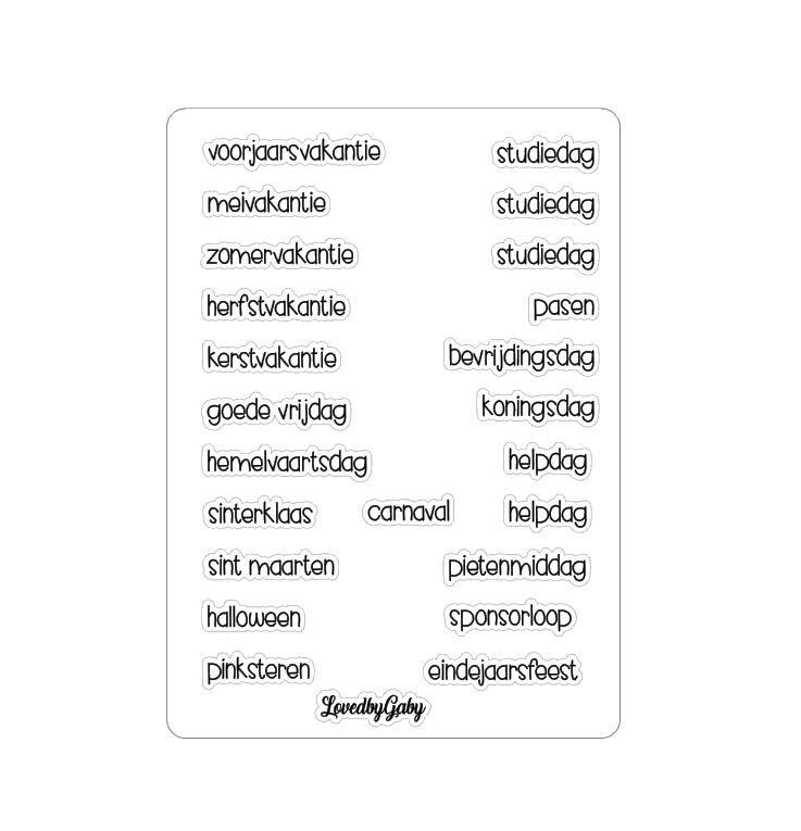 LovedbyGaby stickers "feestdagen en schoolvakanties"