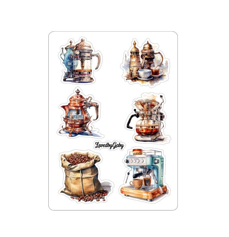 LovedbyGaby stickers coffee watercolor