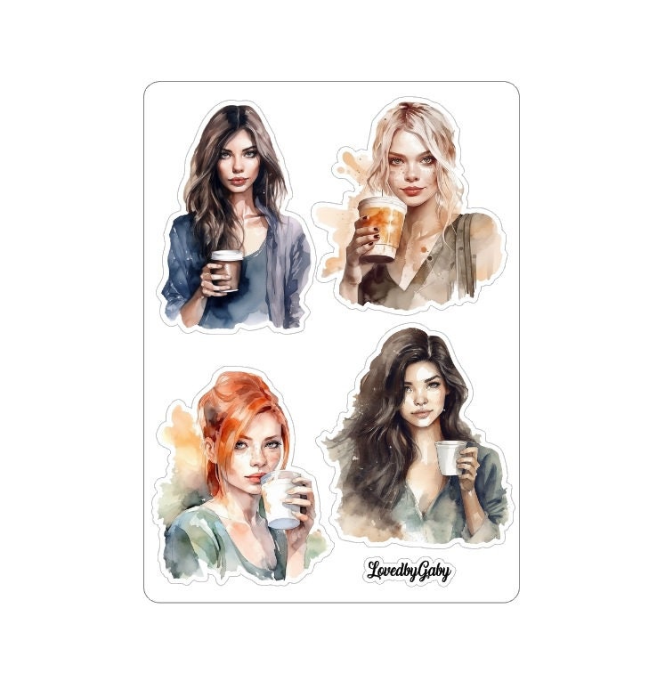 LovedbyGaby stickers coffee watercolor