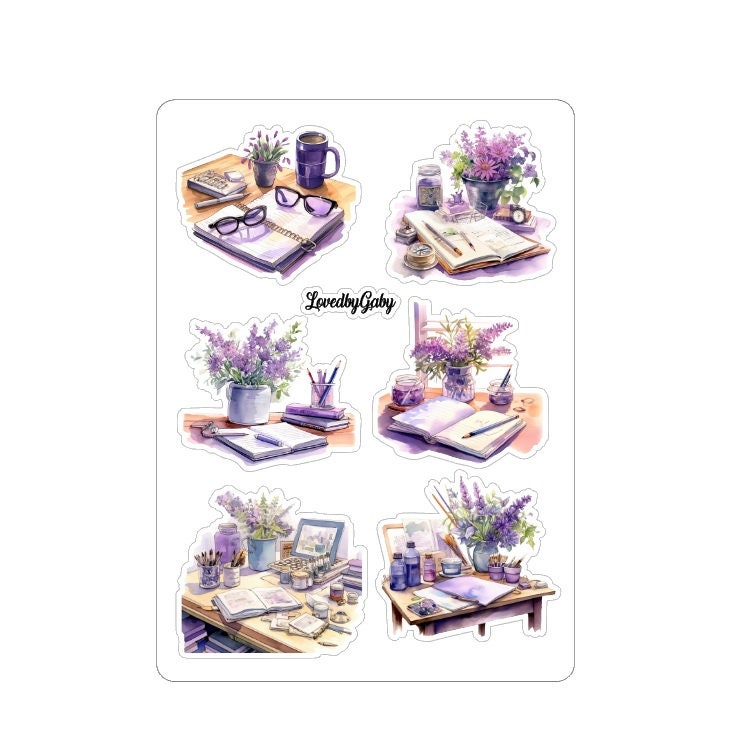 LovedbyGaby stickers purple florals and planning