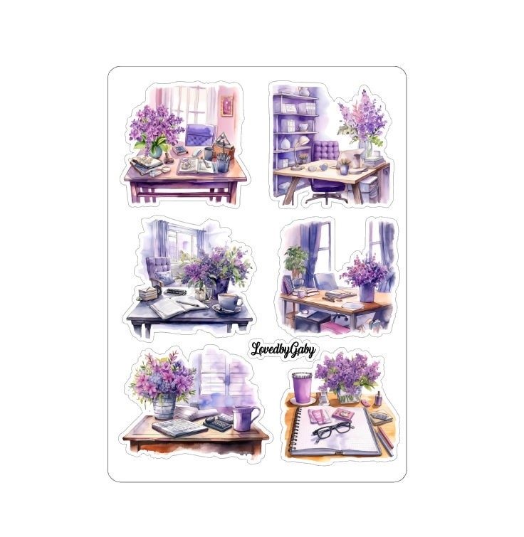 LovedbyGaby stickers purple florals and planning