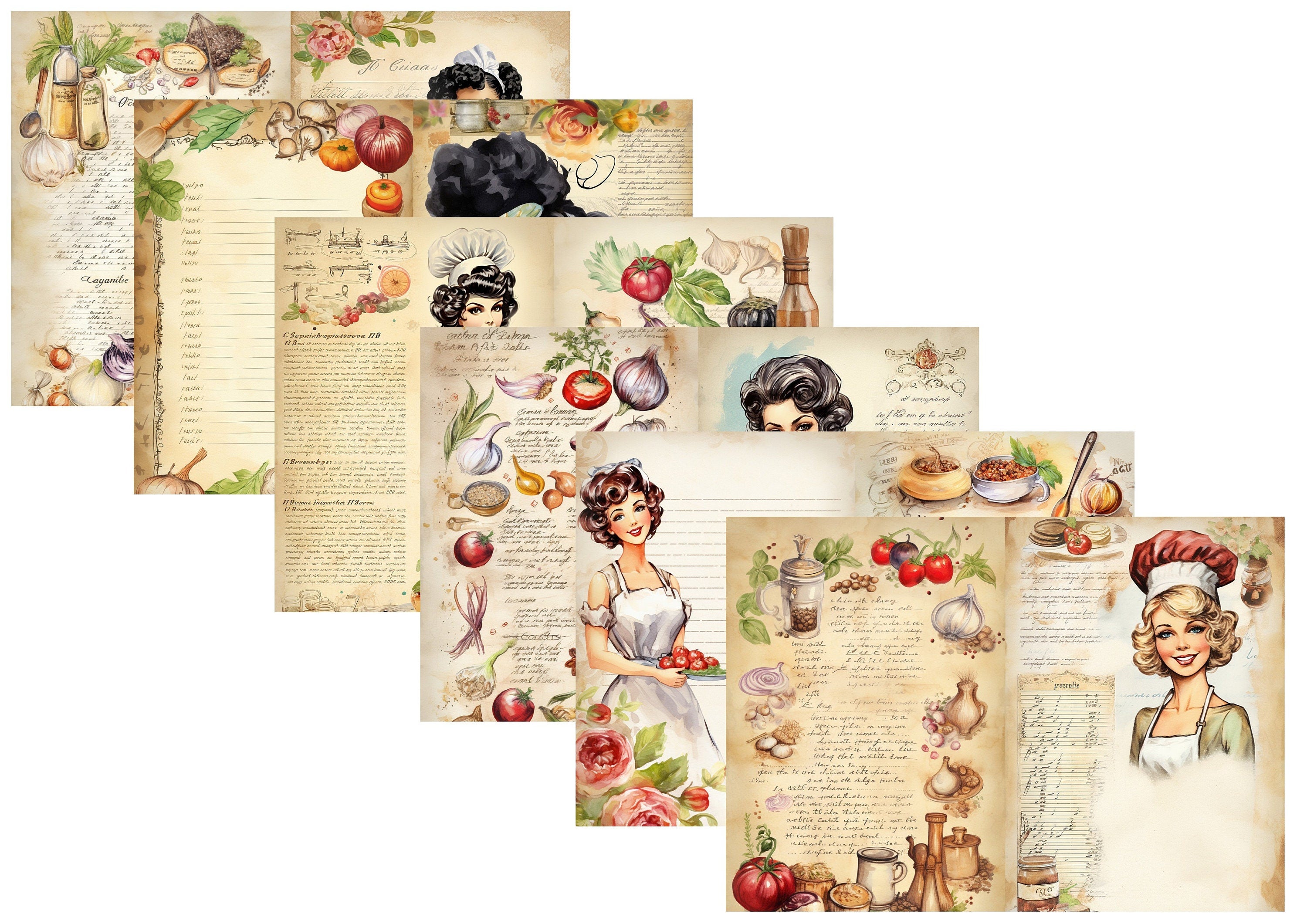 LovedbyGaby A4 journalpaper set Vintage cooking
