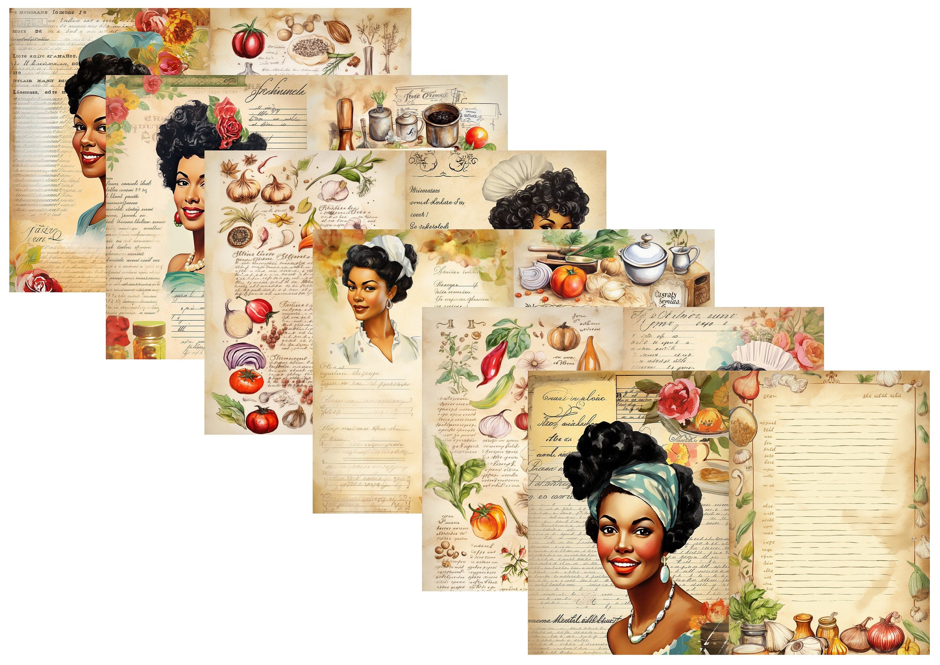 LovedbyGaby A4 journalpaper set Vintage cooking