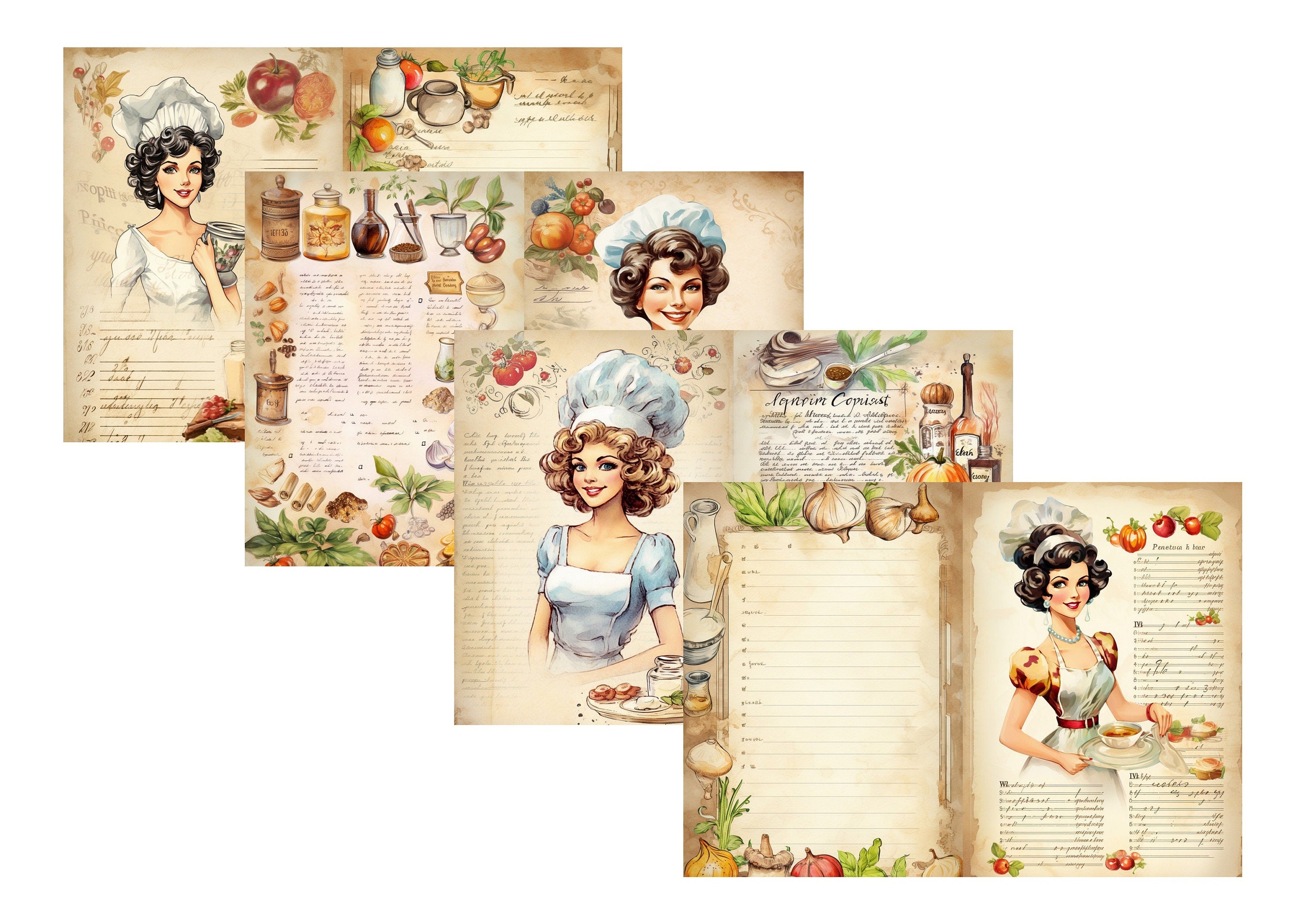 LovedbyGaby A4 journalpaper set Vintage cooking