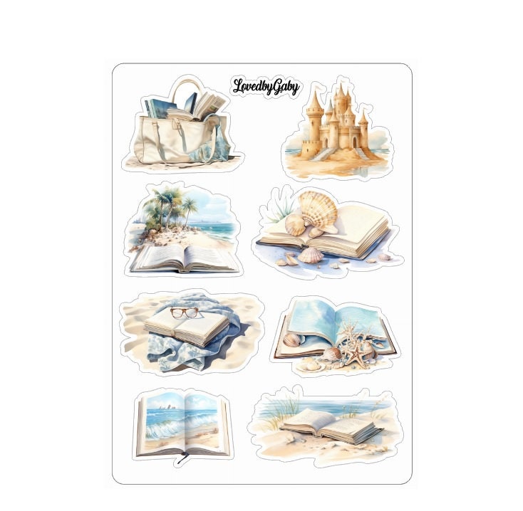 LovedbyGaby stickers Reading on the beach