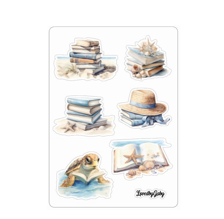 LovedbyGaby stickers Reading on the beach
