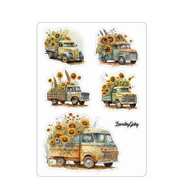 LovedbyGaby stickers sunflower trucks