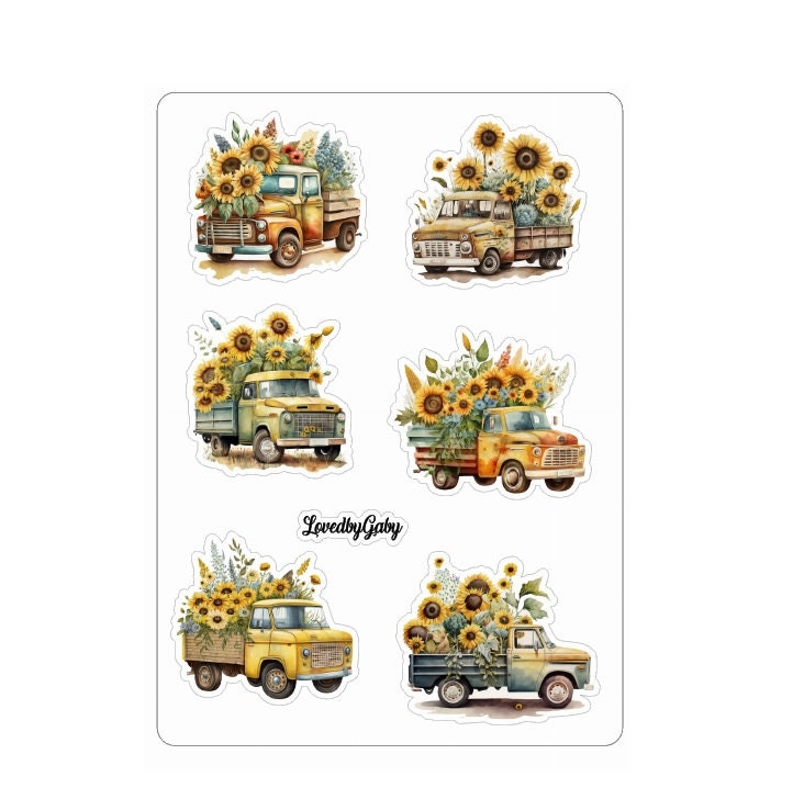 LovedbyGaby stickers sunflower trucks