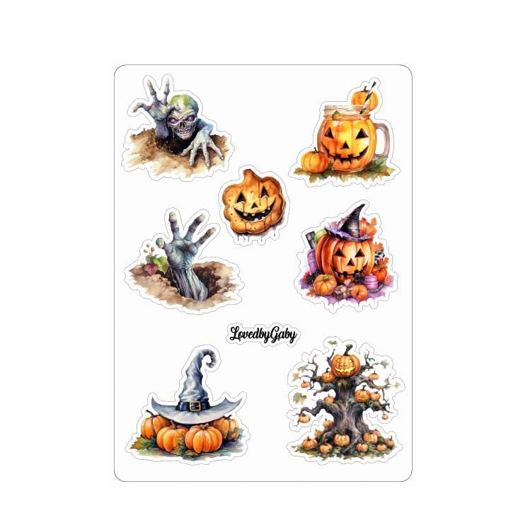 LovedbyGaby stickers Halloween watercolor