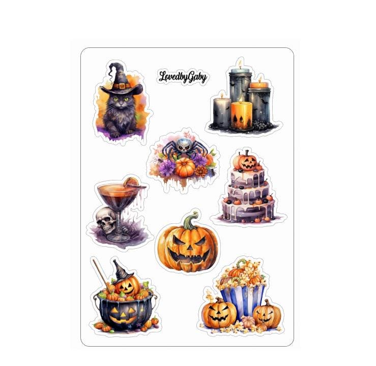 LovedbyGaby stickers Halloween watercolor