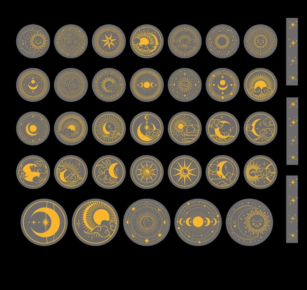 Moon collection stickers gold foil