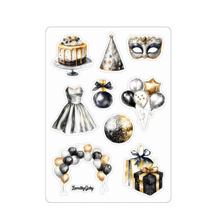 LovedbyGaby stickers New Year Black & Gold