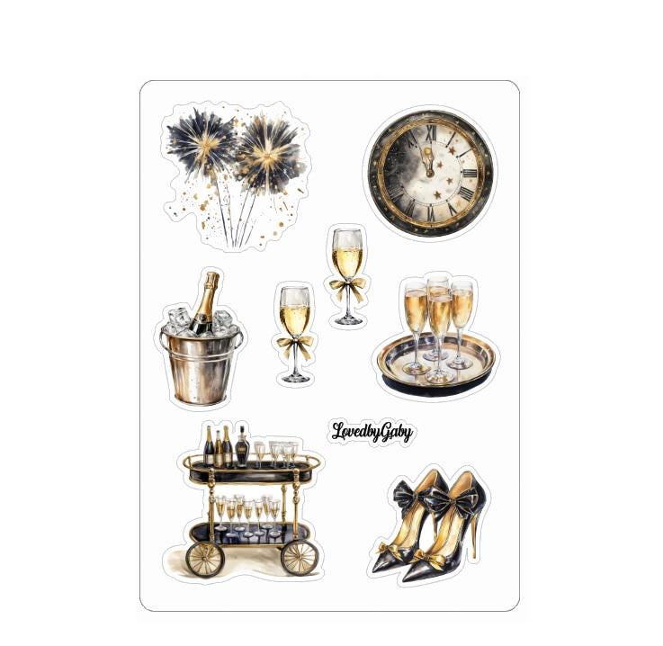 LovedbyGaby stickers New Year Black & Gold
