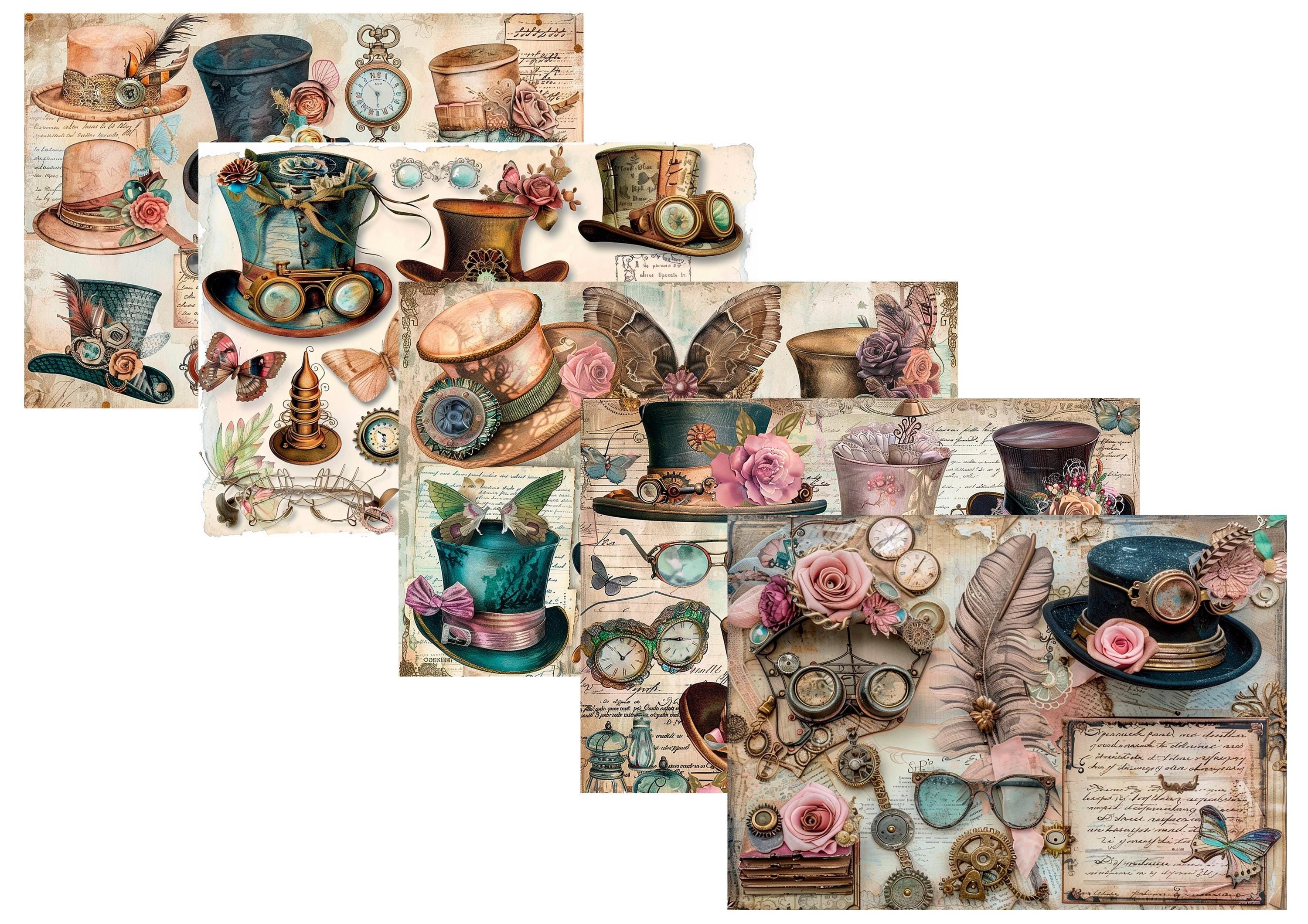 LovedbyGaby A4 journalpaper set Steampunk hats
