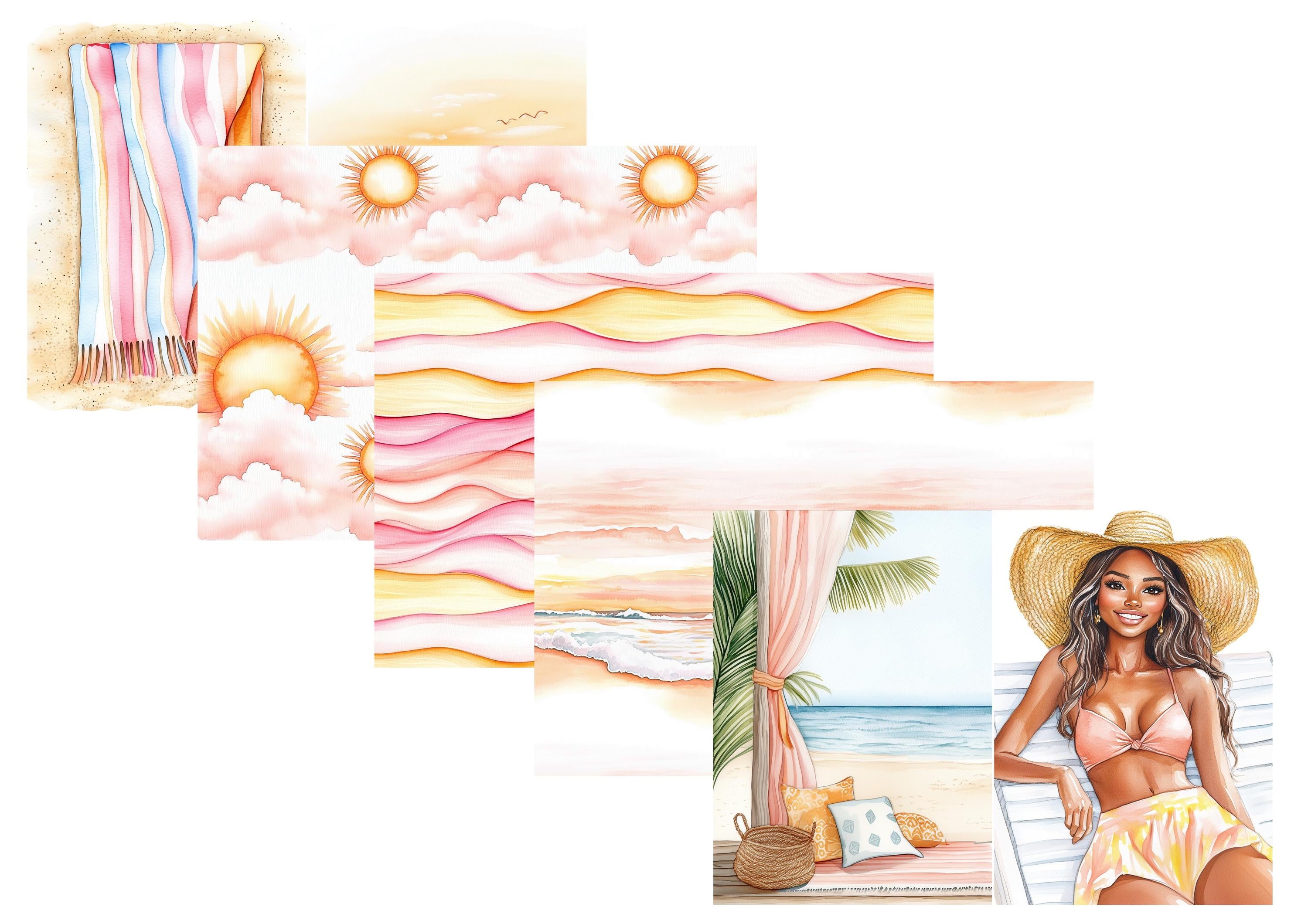 LovedbyGaby A4 journalpaper set sunsetbeach