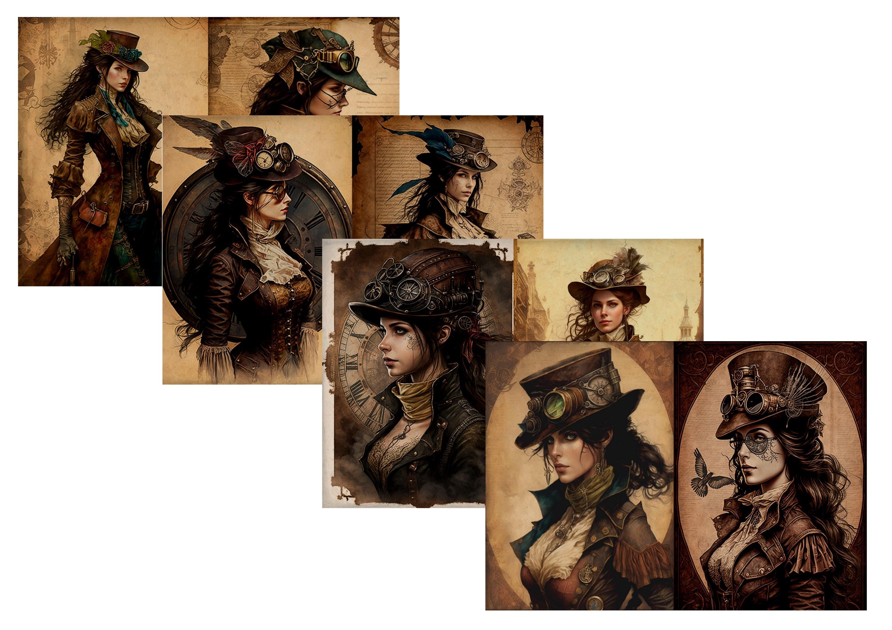 LovedbyGaby A4 journalpaper set Steampunk people
