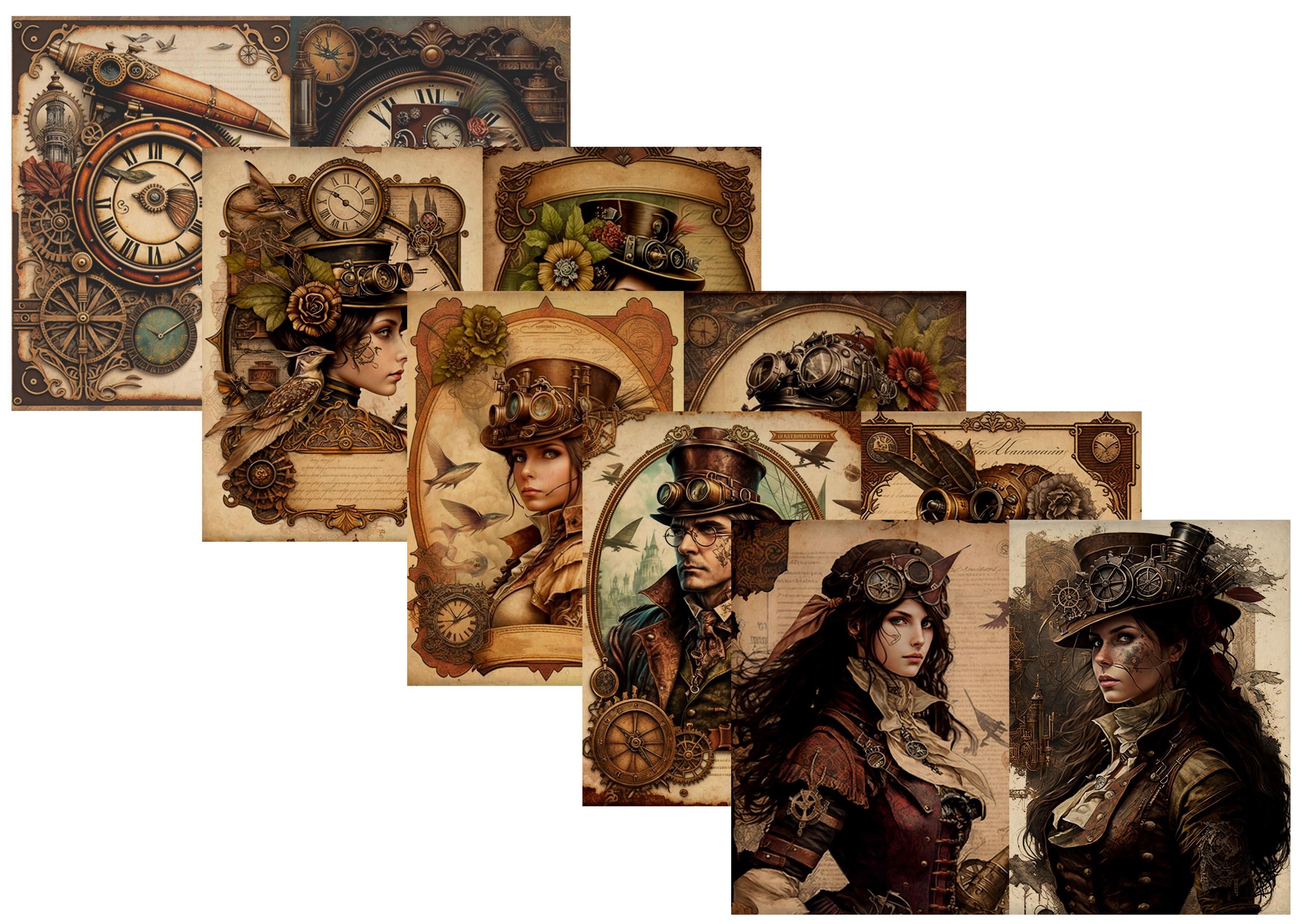 LovedbyGaby A4 journalpaper set Steampunk people