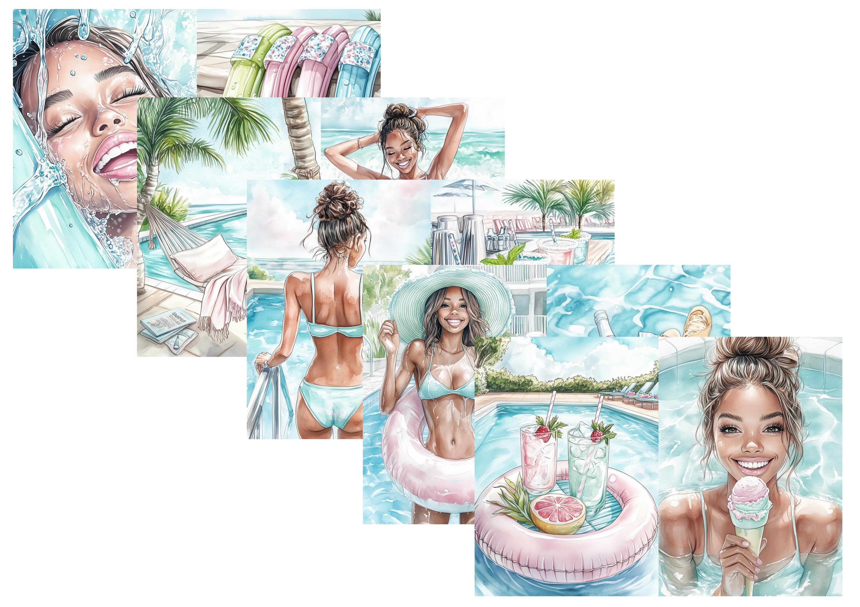 LovedbyGaby A4 journalpaper set Poolparty