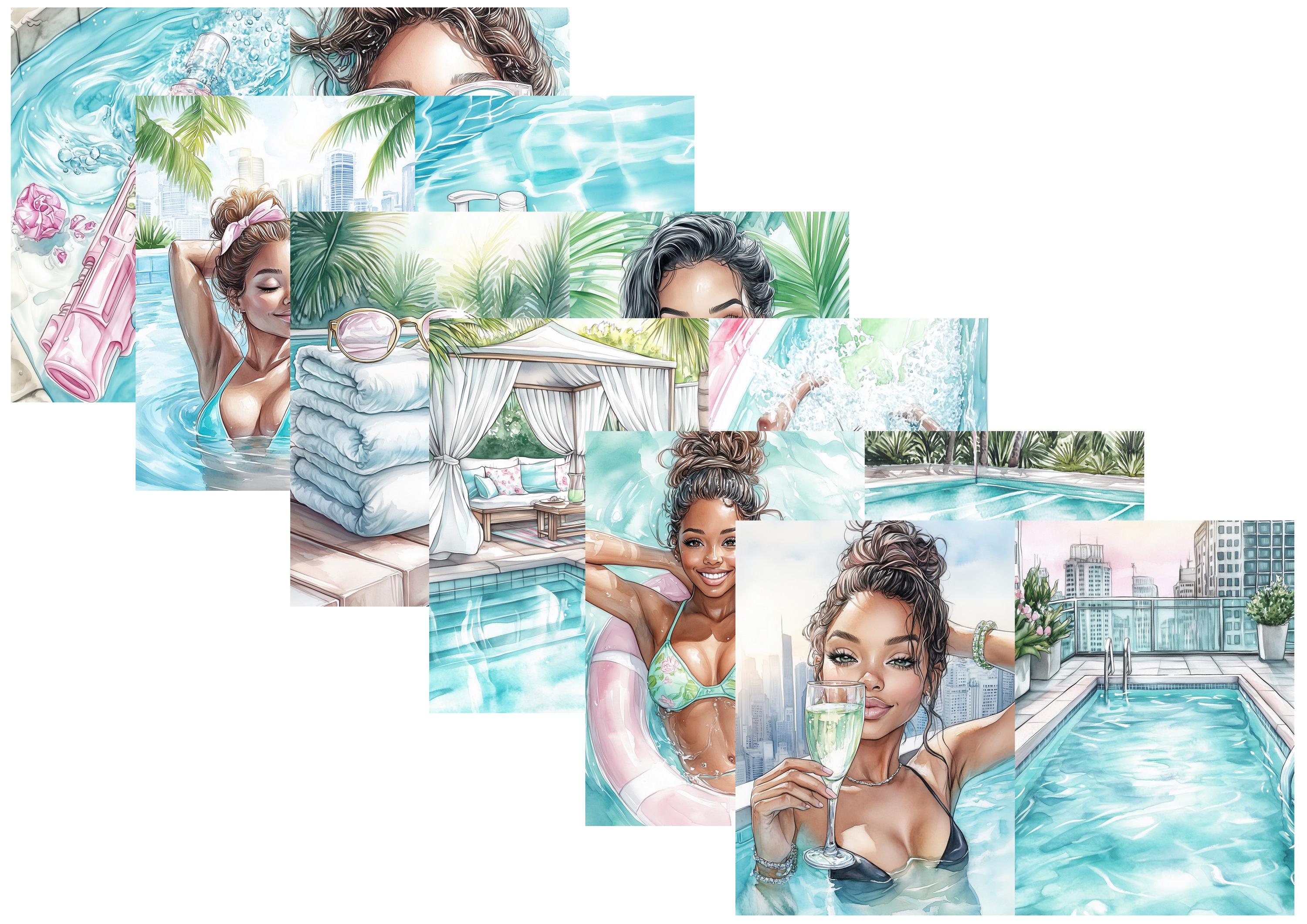 LovedbyGaby A4 journalpaper set Poolparty