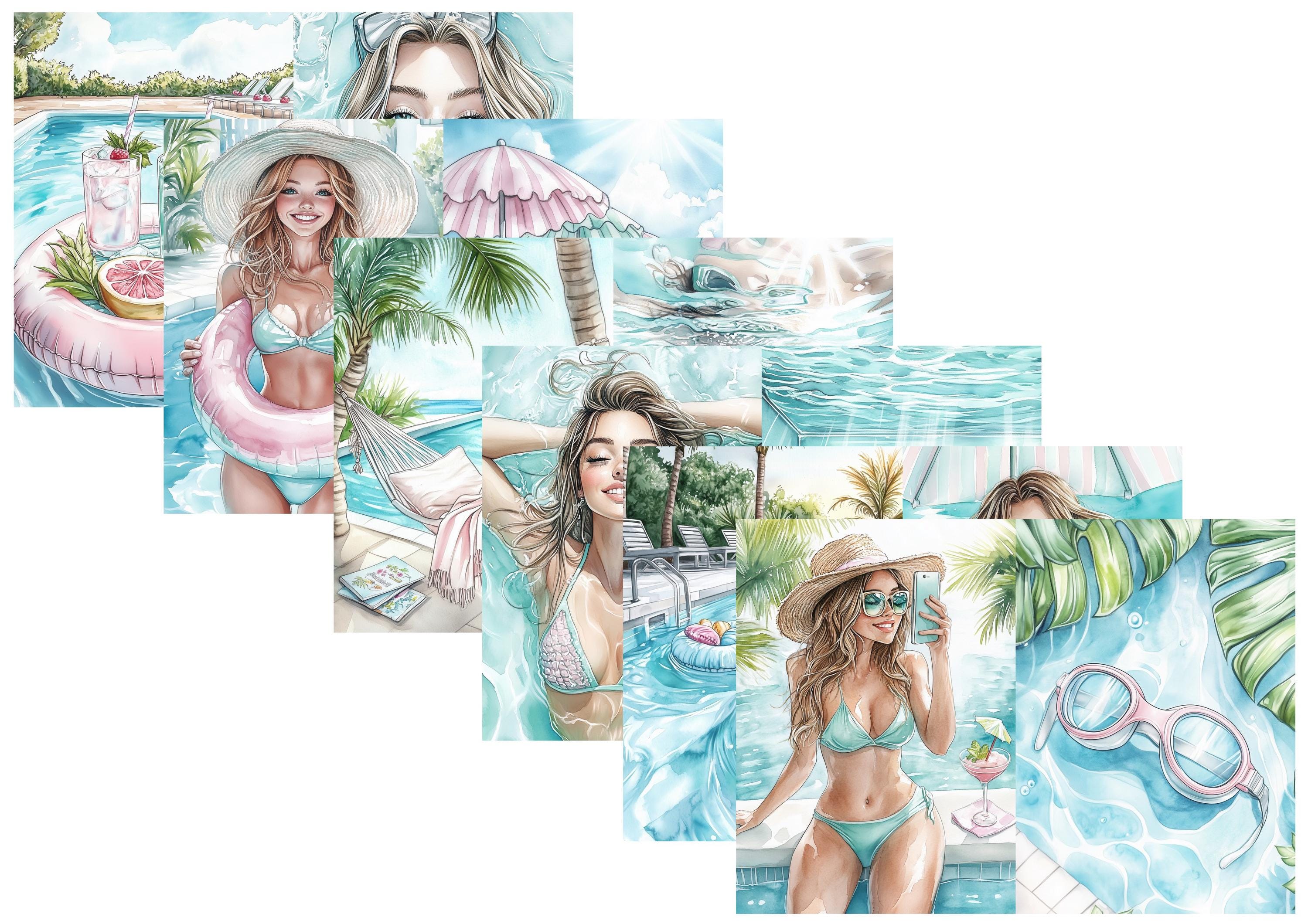 LovedbyGaby A4 journalpaper set Poolparty